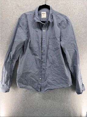 Fossil Men's Blue and White Micro Gingham Button-Down Shirt